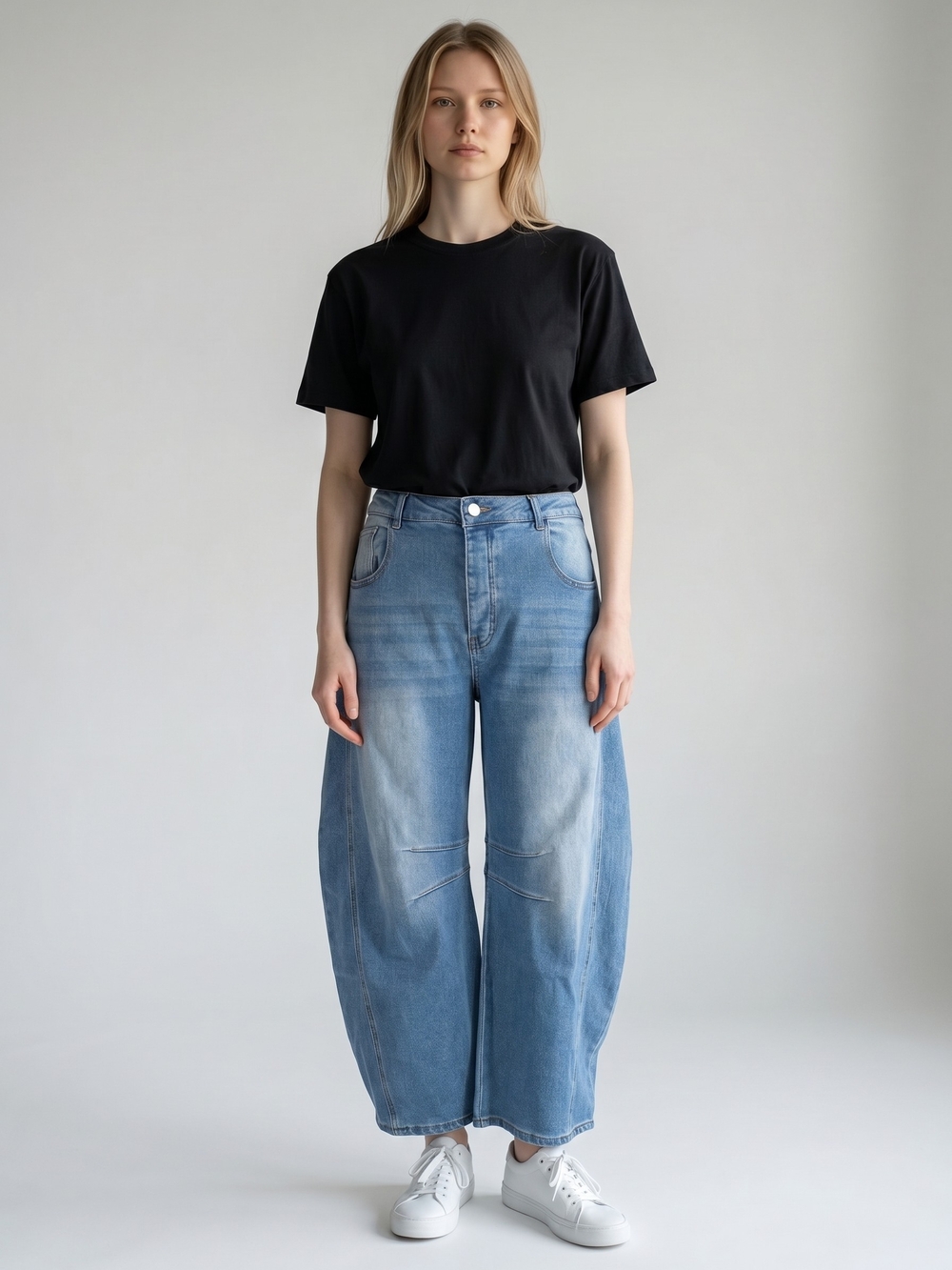 Blue Velvet Barrel Leg Jeans | Size XL